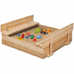 Offrez à vos enfants un espace de jeux en plein air comme à la plage avec ce bac à sable de 100 x 100 cm et ses 2 grands banc ...