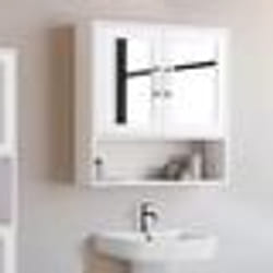 IDMARKET Meuble de rangement suspendu avec miroir pour salle de bain WALDO blanc