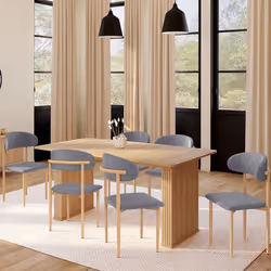 IDMARKET Lot de 6 chaises scandinaves CELESTINE en tissu gris clair effet chiné pour salle à manger