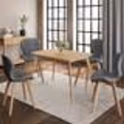 IDMARKET Lot de 4 chaises ROXANE bi-matière en tissu et PU grises pour salle à manger