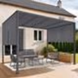 IDMARKET Pergola coulissante 2 pans 3x3 M belvédère de jardin toile gris anthracite