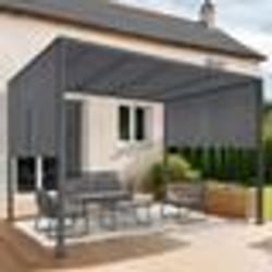 IDMARKET Pergola coulissante 2 pans 3x3 M belvédère de jardin toile gris anthracite