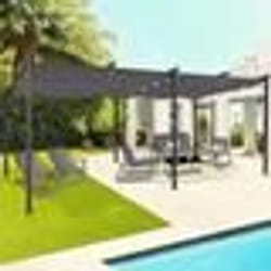 IDMARKET Pergola toit rétractable 6 pieds 3x6 M tonnelle gris anthracite
