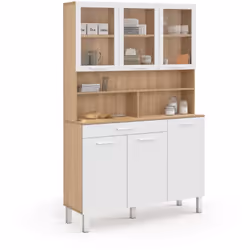 Besoin d'un espace de stockage supplémentaire pour votre cuisine ? Optez dès à présent pour le buffet de cuisine vitré CINA f ...