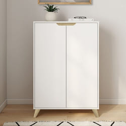 IDMARKET Meuble de rangement 2 portes HELSINKI scandinave blanc