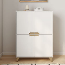 IDMARKET Meuble de rangement 4 portes HELSINKI scandinave blanc
