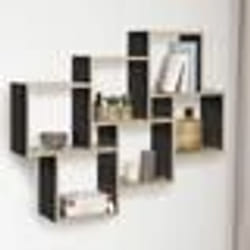 IDMARKET Etagère murale double position LUCAS bois façon hêtre et noir
