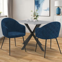 IDMARKET Lot de 2 chaises de salle à manger MOLY en velours bleu