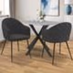 IDMARKET Lot de 2 chaises de salle à manger fauteuils de table MOLY en velours gaufré gris foncé