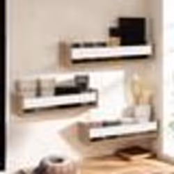 IDMARKET Lot de 3 étagères à épices murales JULES façon hêtre et blanc