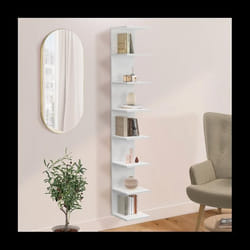 IDMARKET Etagère murale suspendue double position CHIARA 8 étagères blanc 190 cm