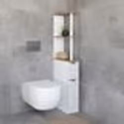 IDMARKET Meuble WC étagère WILLY 2 portes motif terrazzo et hêtre