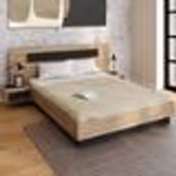 IDMARKET Lit double SANTA avec tête de lit + tables de chevet intégrées et sommier 160 x 200 cm bois et noir