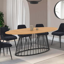 Table à manger ovale fixe - IDMARKET - YUNA - Bois et noir - 10 personnes - 200 cm
