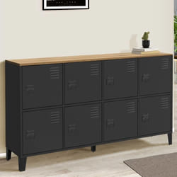 ID MARKET buffet 8 portes 139 cm Moderne bois et noir