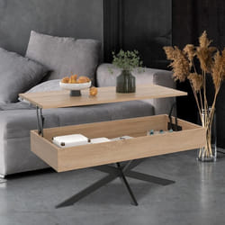 IDMARKET Table basse plateau relevable rectangulaire ALIX 100 cm pied araignée bois et noir