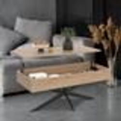 IDMARKET Table basse rectangulaire ALIX 100 cm plateau relevable pied araignée bois et noir