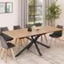 IDMARKET Table à manger rectangle ALIX 10 personnes pied araignée bois et noir 200 cm