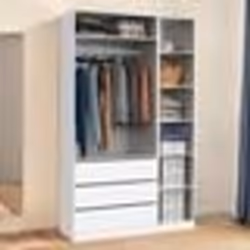 IDMARKET Dressing modulable TAYLOR 120 x 55 x 200 cm 2 modules avec penderie + étagères + tiroirs blanc