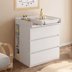 IDMARKET Commode à langer évolutive AMBRE blanc 3 tiroirs table à langer et 2 étagères amovibles