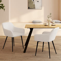 IDMARKET Lot de 2 chaises de salle à manger SHELIA en bouclette blanc