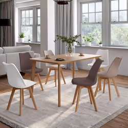 IDMARKET Lot de 6 chaises scandinaves SARA mix color taupe beige et blanc