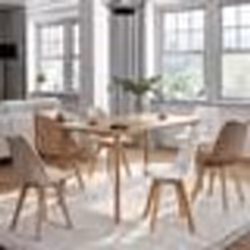 IDMARKET Lot de 6 chaises scandinaves SARA beige blanc et velours patchworks marron et beige