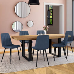 IDMARKET Lot de 6 chaises MIRA en tissu bleu pour salle à manger