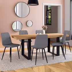 IDMARKET Lot de 6 chaises MIRA en tissu gris clair pour salle à manger