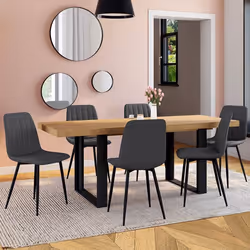 IDMARKET Lot de 6 chaises MIRA en tissu gris foncé pour salle à manger