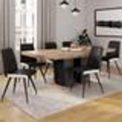 IDMARKET Lot de 6 chaises ADA noires liseré blanc pied araignée pour salle à manger