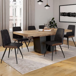 IDMARKET Lot de 6 chaises ADA grises liseré marron pied araignée pour salle à manger