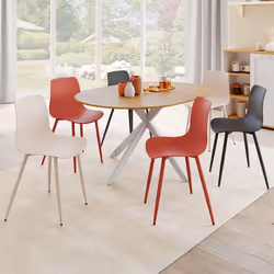 IDMARKET Lot de 6 chaises KIARA mix color gris foncé x2 terracotta x2 beige x2 avec pieds en métal