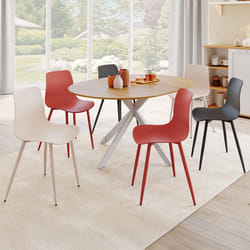 IDMARKET Lot de 6 chaises KIARA mix color gris foncé x2 terracotta x2 beige x2 avec pieds en métal