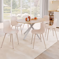 IDMARKET Lot de 6 chaises KIARA beige avec pieds en métal