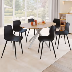 IDMARKET Lot de 6 chaises KIARA noires avec pieds en métal