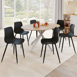 IDMARKET Lot de 6 chaises KIARA noires avec pieds en métal