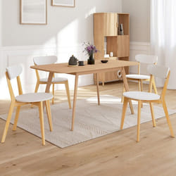 IDMARKET Lot de 4 chaises scandinaves FREJA bicolore blanc et bois pour salle à manger