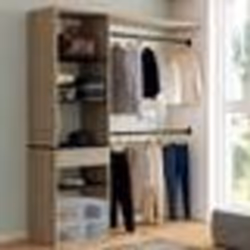 IDMARKET Kit dressing MELINE 160 x 40 x 180 cm hêtre avec étagères noires + tiroir + double penderie