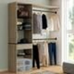 IDMARKET Kit dressing MELINE 160 x 40 x 180 cm hêtre avec étagères noires + tiroir + double penderie