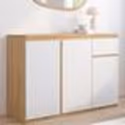 IDMARKET Buffet 100 cm TOMI 3 portes et 1 tiroir blanc et bois