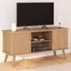 IDMARKET Meuble TV 110 cm JULIETTE 2 portes lattes tasseau bois coloris chêne
