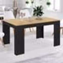 IDMARKET Table console extensible ORLANDO 6 personnes 140 cm bois noir et façon hêtre