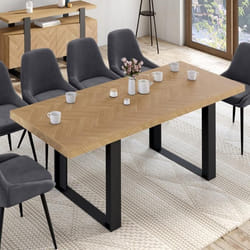 Table à manger rectangle extensible - IDMARKET - CASSIUS - Bois et noir - 4-8 personnes - 160-200 cm
