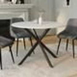 IDMARKET Table à manger ronde ALIX 6 personnes pied araignée noir plateau effet terrazzo SIMONE  110 cm