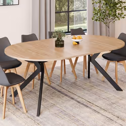 IDMARKET Table à manger extensible ronde ALIX 4-10 personnes pied araignée bois et noir 110 - 200 cm