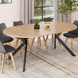 Table à manger ronde extensible - IDMARKET - ALIX - Bois et noir - 4-10 personnes - 110-200 cm