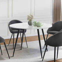 Table à manger ronde fixe - IDMARKET - AMELIA - Mabre et noir - 4 personnes - 110 cm