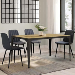 Table à manger rectangle fixe - IDMARKET - NELLY - Bois et noir - 8 personnes - 150 cm