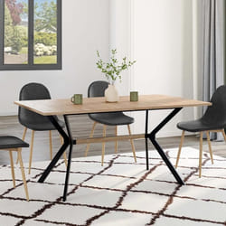 Table à manger rectangle fixe - IDMARKET - LOUISON - Bois et noir - 8 personnes - 160 cm